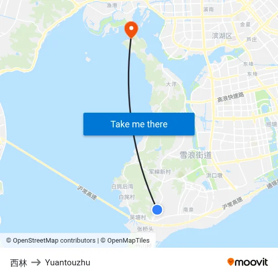 Xilin to Yuantouzhu map