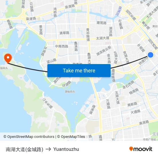 Nanhu Avenue (Jincheng Road) to Yuantouzhu map