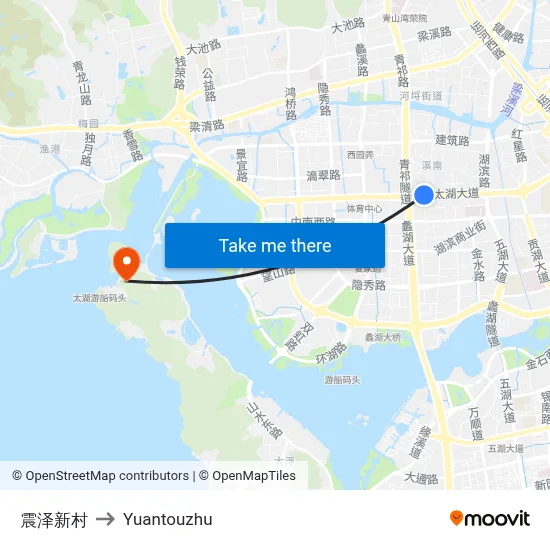 Zhenze New Village to Yuantouzhu map
