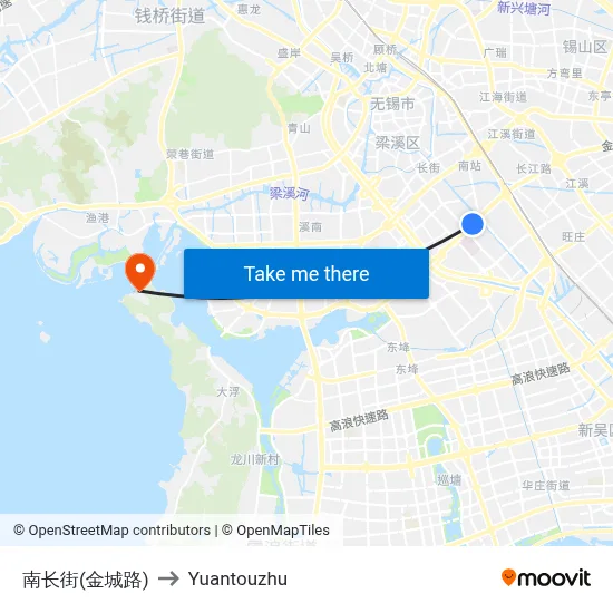 Nanchang Street (Jincheng Road) to Yuantouzhu map