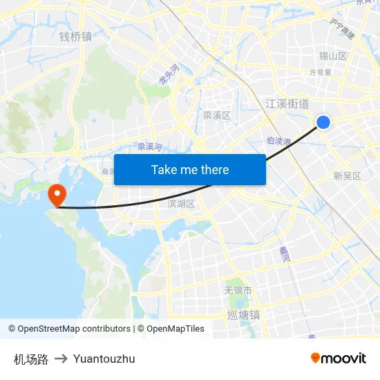 Airport Road to Yuantouzhu map