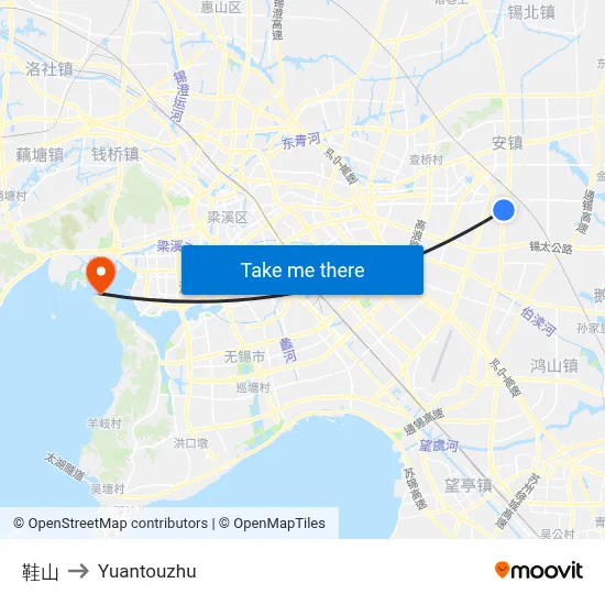 Shoe Mountain to Yuantouzhu map