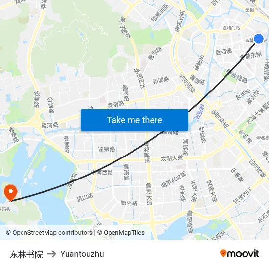 Donglin Academy to Yuantouzhu map