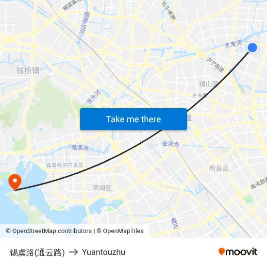Xiyu Road (Tongyun Road) to Yuantouzhu map