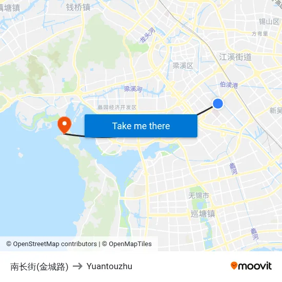 Nanchang Street (Jincheng Road) to Yuantouzhu map