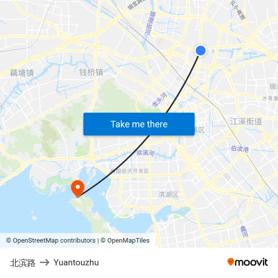 North Binlu Road to Yuantouzhu map