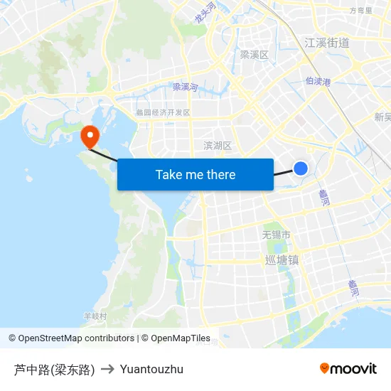 Luzhong Road (Liangdong Road) to Yuantouzhu map