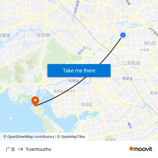 Guangfeng to Yuantouzhu map