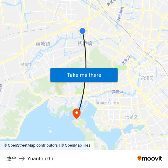 威华 to Yuantouzhu map