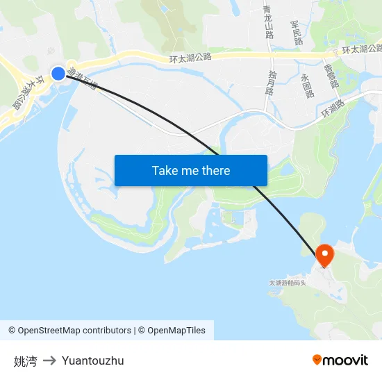Yao Bay to Yuantouzhu map