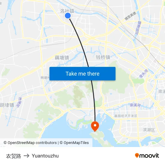农贸路 to Yuantouzhu map