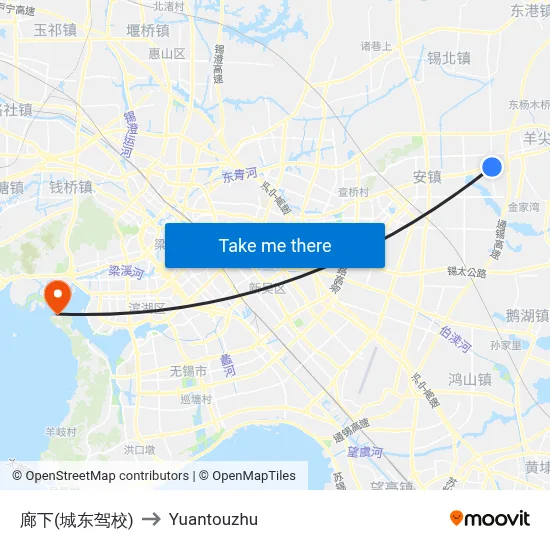 Langxia (East City Driving School) to Yuantouzhu map