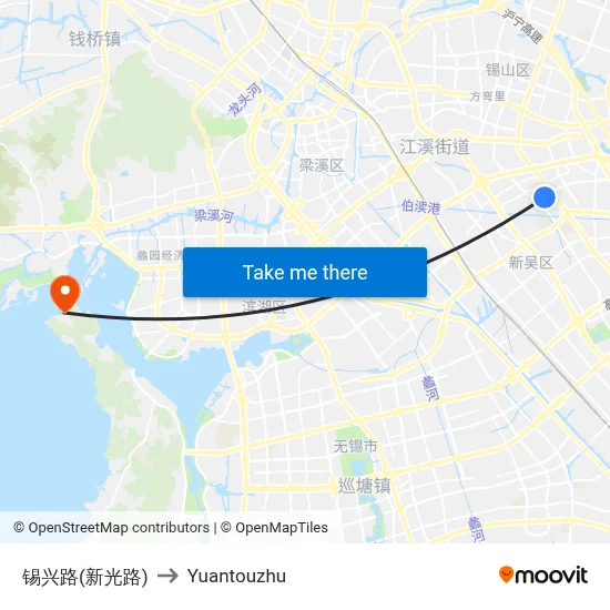 Xixing Road (Xinguang Road) to Yuantouzhu map