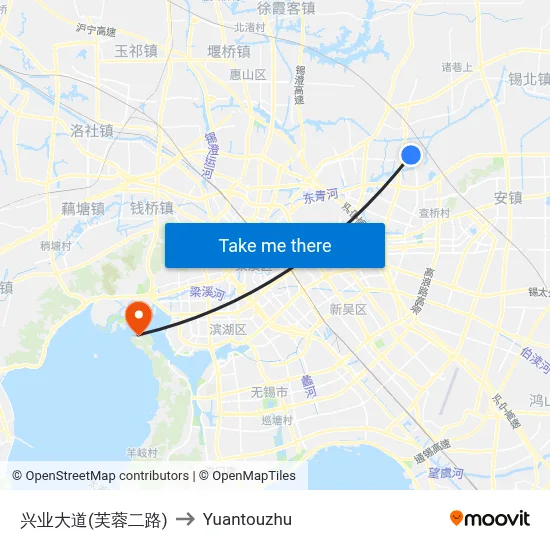 兴业大道(芙蓉二路) to Yuantouzhu map