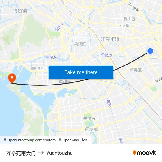 万裕苑南大门 to Yuantouzhu map