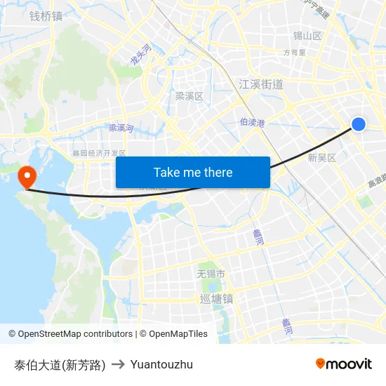 泰伯大道(新芳路) to Yuantouzhu map