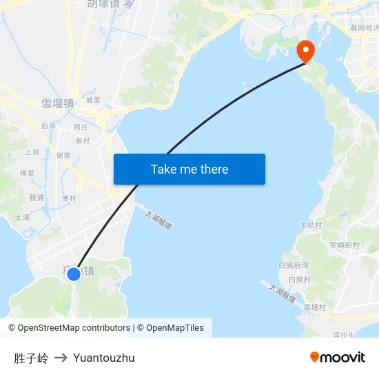 胜子岭 to Yuantouzhu map