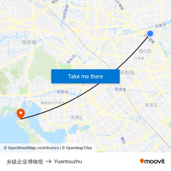 Township Enterprise Museum to Yuantouzhu map