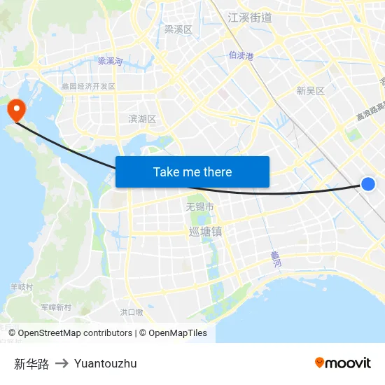 Xinhua Road to Yuantouzhu map