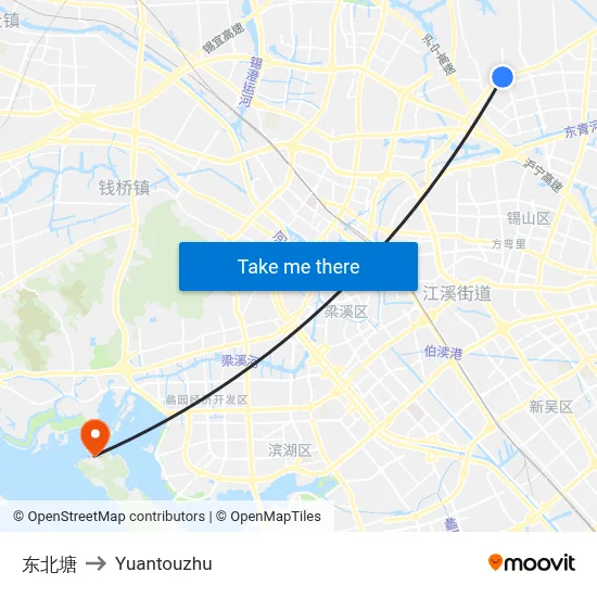 Dongbei Tang to Yuantouzhu map