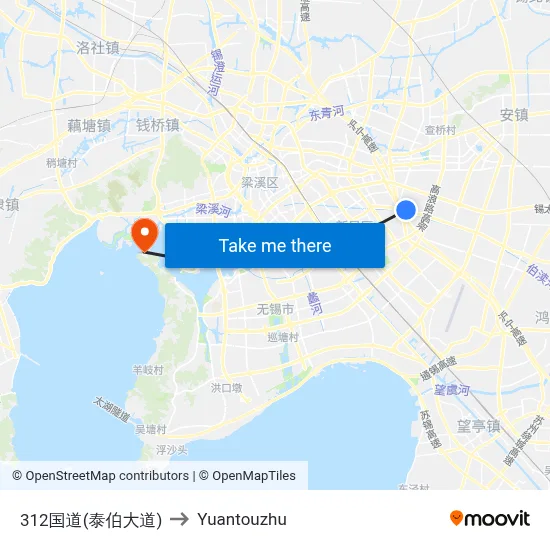 National Road 312 (Taibo Avenue) to Yuantouzhu map