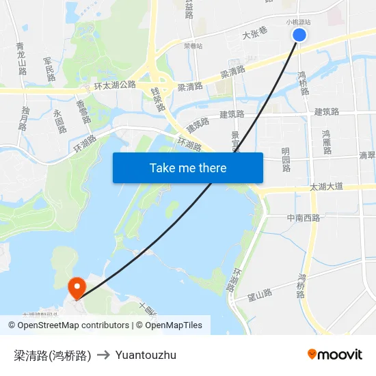 Liangqing Road (Hongqiao Road) to Yuantouzhu map