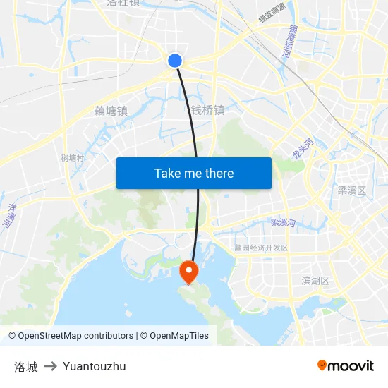 Luocheng to Yuantouzhu map
