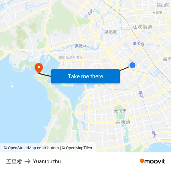 Wuxing Bridge to Yuantouzhu map