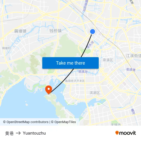 Huang Lane to Yuantouzhu map