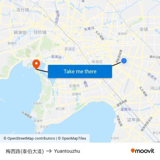 梅西路(泰伯大道) to Yuantouzhu map