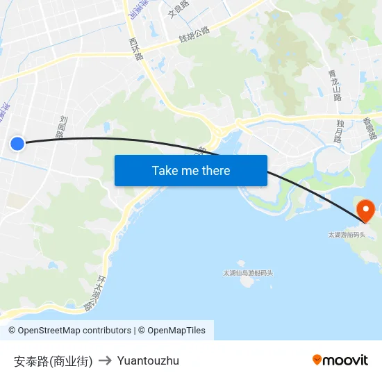 Antai Road (Commercial Street) to Yuantouzhu map
