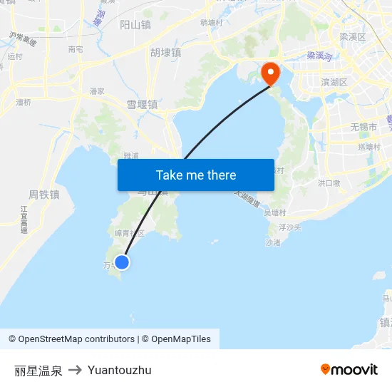 丽星温泉 to Yuantouzhu map