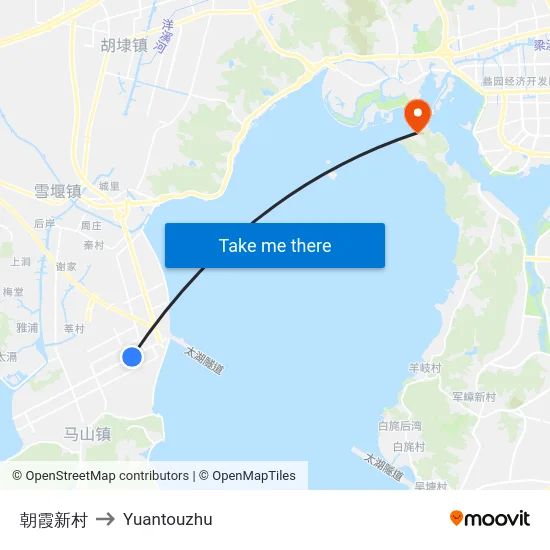 朝霞新村 to Yuantouzhu map