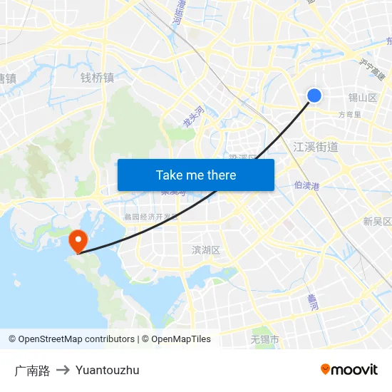 广南路 to Yuantouzhu map