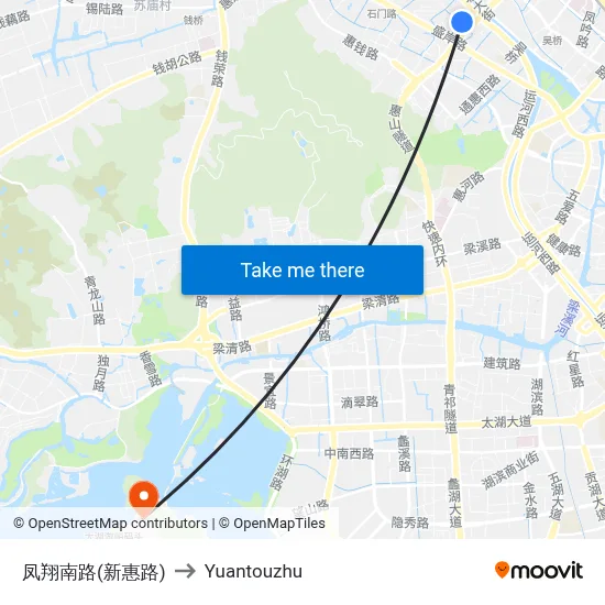 凤翔南路(新惠路) to Yuantouzhu map
