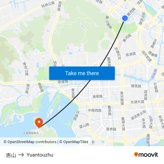 惠山 to Yuantouzhu map