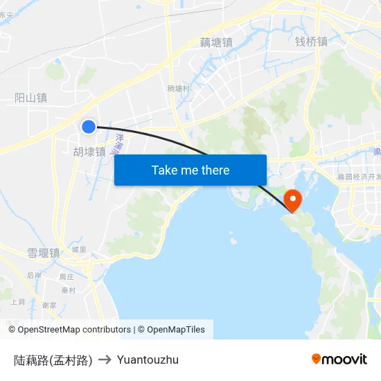 陆藕路(孟村路) to Yuantouzhu map