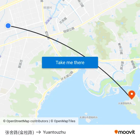 张舍路(金桂路) to Yuantouzhu map