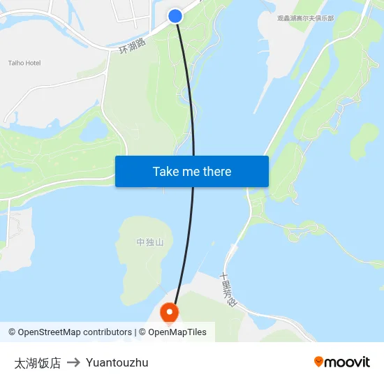 Taihu Hotel to Yuantouzhu map