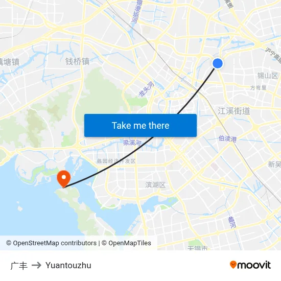 Guangfeng to Yuantouzhu map