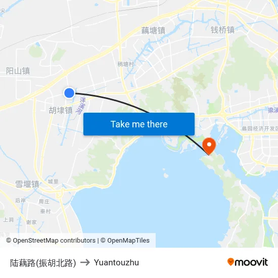 Luou Road (Zhenhu North Road) to Yuantouzhu map