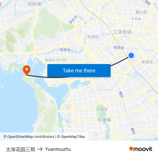 Taihu Garden Phase 3 to Yuantouzhu map