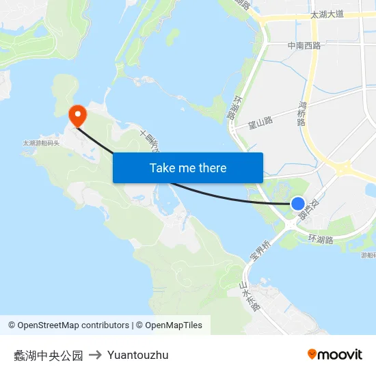 Lihu Central Park to Yuantouzhu map
