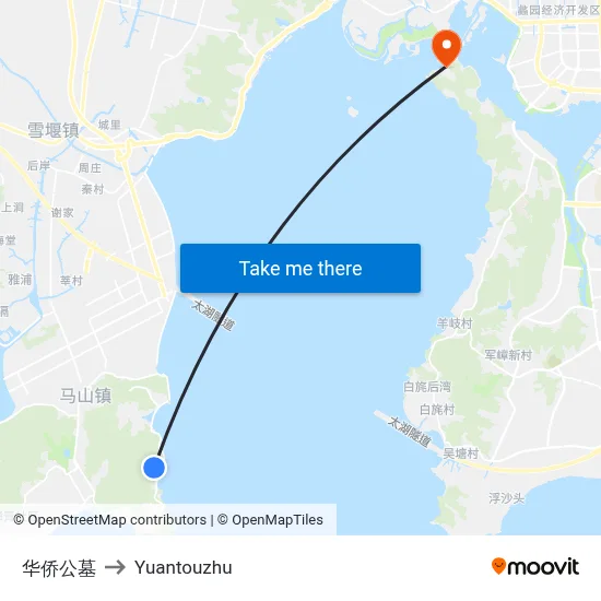 华侨公墓 to Yuantouzhu map