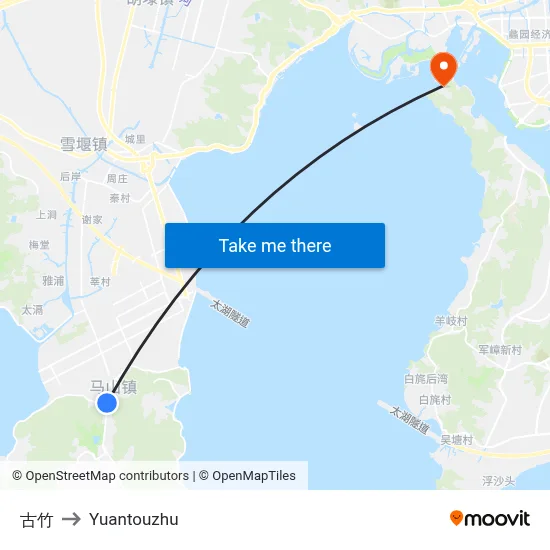 古竹 to Yuantouzhu map