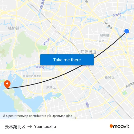Yunlin Garden North to Yuantouzhu map