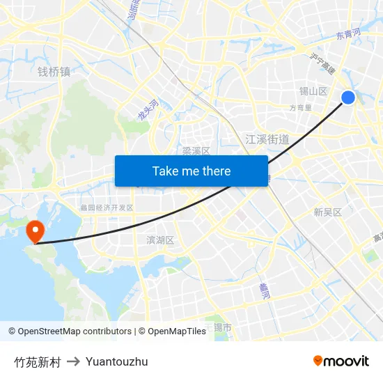 Bamboo Garden New Village to Yuantouzhu map