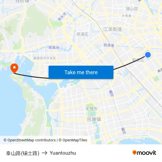 泰山路(锡士路) to Yuantouzhu map
