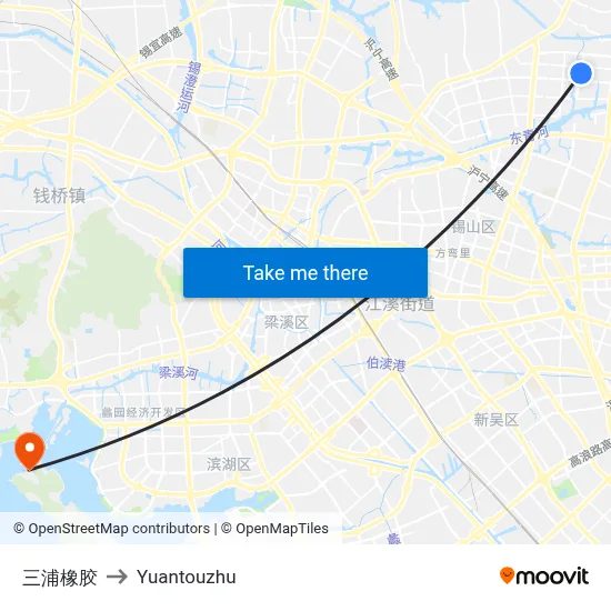 三浦橡胶 to Yuantouzhu map