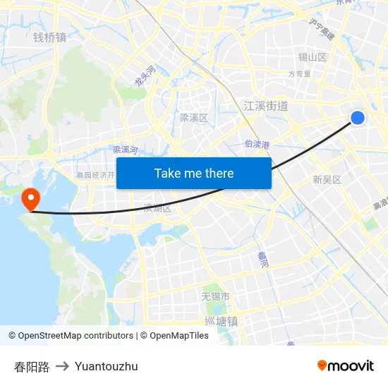 Chunyang Road to Yuantouzhu map